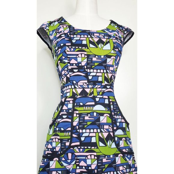 NOOWORKS Womens Skyway Print Cotton Stretch Dress M - Picture 13 of 13